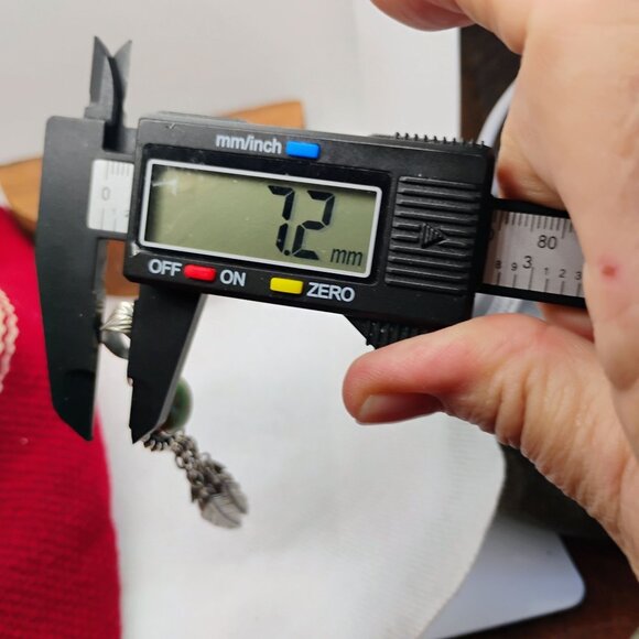 Southwest Green Turquoise Sterling Silver Feather Dangle Pendant Statement - Picture 8 of 9